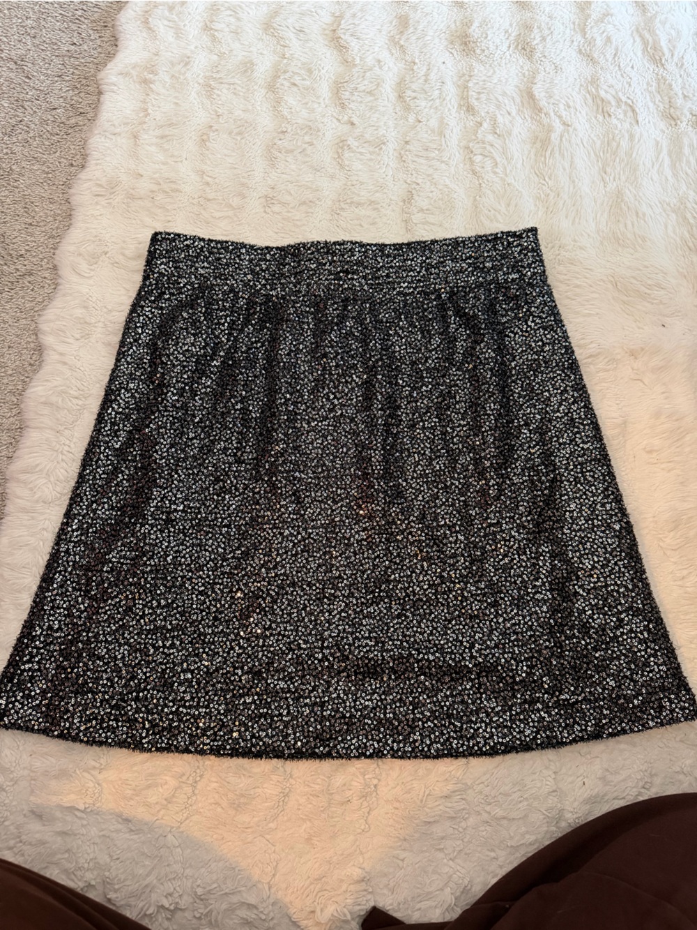 Black Metallic Mini Skirt — Shimmer A-Line